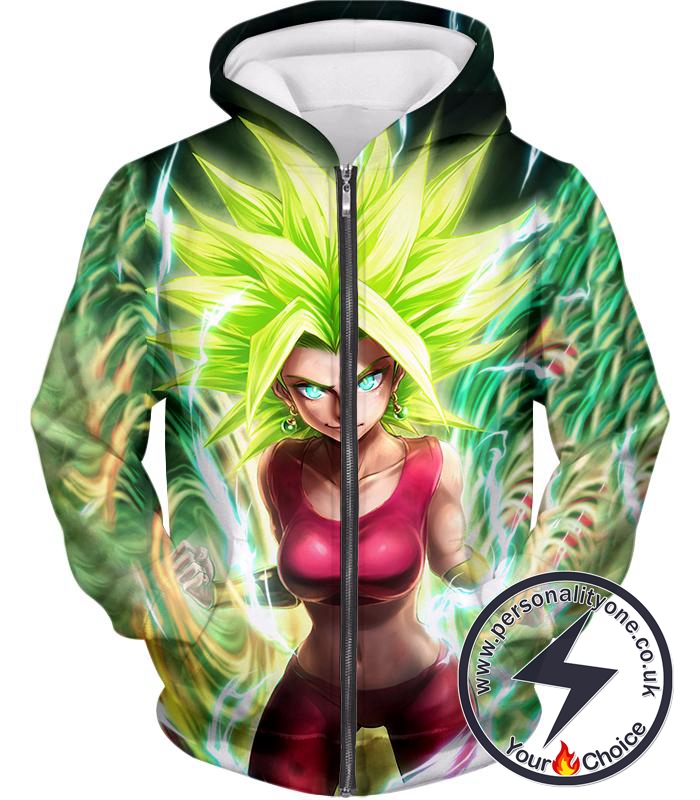 Dragon Ball Super Very Cool Female Legendary Super Saiyan Kale Awesome Anime Graphic Zip Up Hoodie